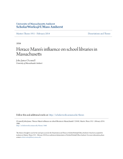 Horace Mann`s influence on school libraries in Massachusetts