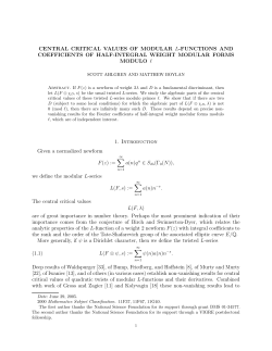 CENTRAL CRITICAL VALUES OF MODULAR L
