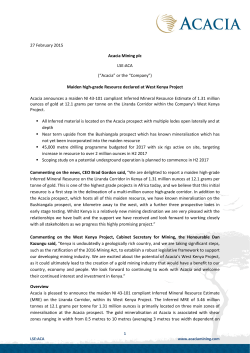 Maiden high-grade Resource declared at West Kenya