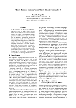 Query-Focused Summaries or Query-Biased Summaries