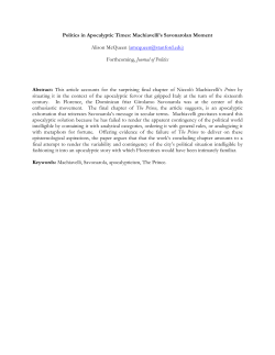 Politics in Apocalyptic Times: Machiavelli`s