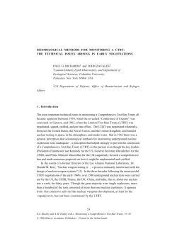 SEISMOLOGICAL METHODS FOR MONITORING A CTBT: THE