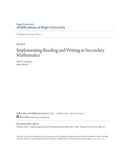 Implementing Reading and Writing in Secondary Mathematics