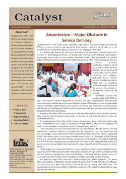 Absenteeism &ndash; Major Obstacle in Service Delivery