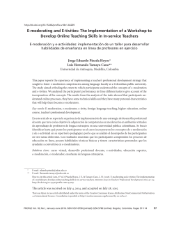 E-moderating and E-tivities: The Implementation
