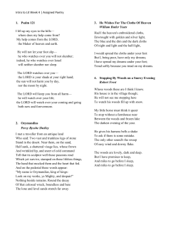 Intro to Lit Week 4 | Assigned Poetry 1. Psalm 121 I lift up my eyes to