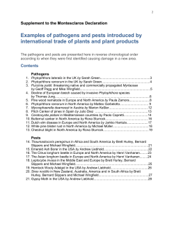Examples of pathogens and pests introduced by international trade