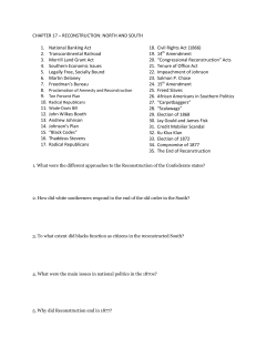 CHAPTER 17 RECONSTRUCTION NORTH AND SOUTH