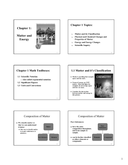 Chapter 1: Matter and Energy