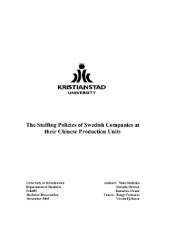The Staffing Policies of Swedish Companies at their Chinese