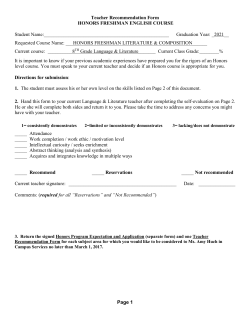 Teacher Rec Form--Honors Freshman Literature