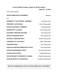 Heads of Argument - United Democratic Movement