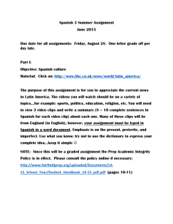 Spanish 3 Summer Assignment June 2015 Due date