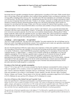 Opportunities for Export of Fruits and Vegetable Based Products