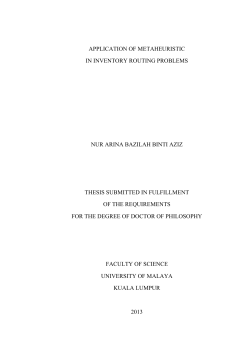 APPLICATION OF METAHEURISTIC IN INVENTORY ROUTING