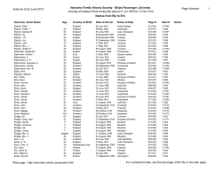 Ships Passenger List Index as of 22 June 2013