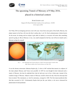 The upcoming Transit of Mercury of 9 May 2016 - Cosmos