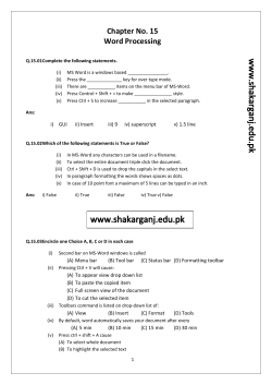 Chapter No. 15 Word Processing