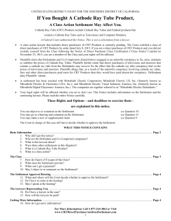 Mitsubishi Electric Class Notice - Cathode Ray Tube Antitrust Litigation
