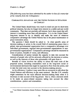 Comparative Advantage and the United Nations in Situations of