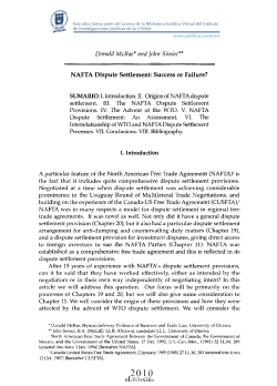 NAFTA Dispute Settlement: Success or Failure? I. Introduction