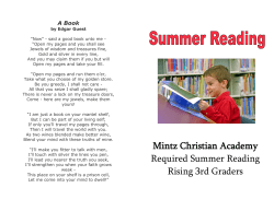 Summer Reading Booklet for the upcoming 3rd Graders