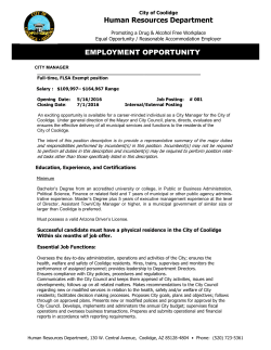 Human Resources Department EMPLOYMENT OPPORTUNITY