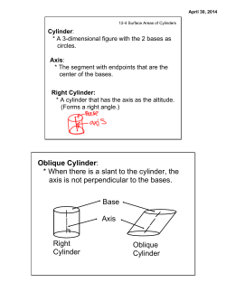 Right Cylinder Oblique Cylinder Axis Base Oblique Cylinder: * When
