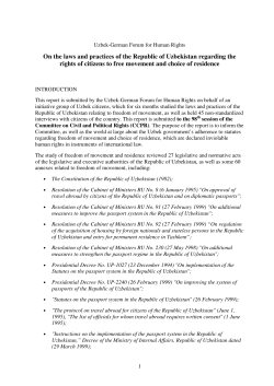 On the laws and practices of the Republic of Uzbekistan regarding