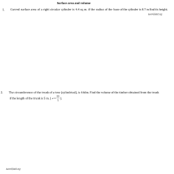 Surface area and volume 1. Curved surface area of a - E