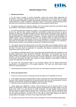 Standard Supply Terms - Hi Kabelkonfektionierungs GmbH