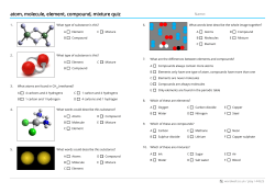 atom, molecule, element, compound, mixture quiz