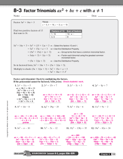 8-3 Factor Trinomials ax2 bx c with a fi 1