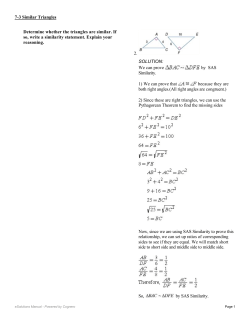 Determine whether the triangles are similar. If so, write a similarity