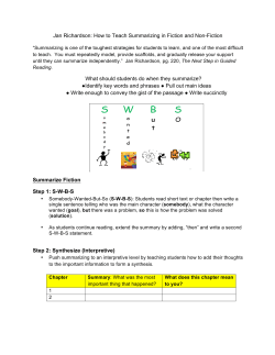 Jan Richardson: How to Teach Summarizing in Fiction and