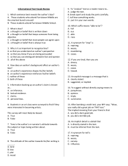Informational Text Vocab Review 1. Which sentence best reveals the