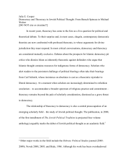 Julie E. Cooper Democracy and Theocracy in Jewish Political