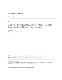 An Ecotourism Quality Label for Maine? Insights from Sweden`s