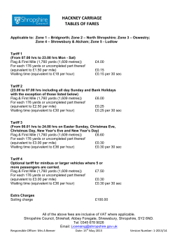 hackney carriage tables of fares