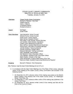 OCEAN COUNTY LIBRARY COMMISSION MINUTES OF REGULAR