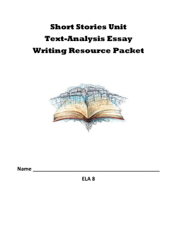 Short Stories Unit Text-Analysis Essay Writing