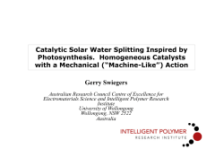 Catalytic Solar Water Splitting Inspired by Photosynthesis