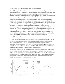 MAT1193 &ndash; 9a Approximating functions with polynomials Most of the