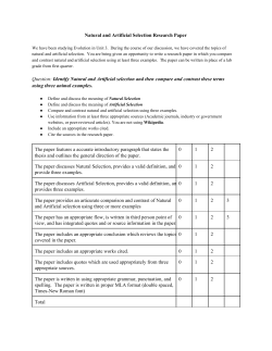 Natural and Artificial Selection Research Paper