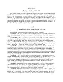 QUESTION 76 The Union of the Soul with the Body Next we must