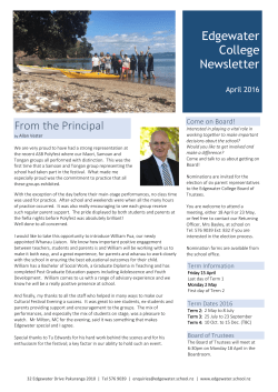 Edgewater College Newsletter From the Principal