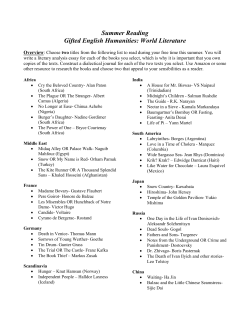 Summer Reading Gifted English Humanities: World Literature