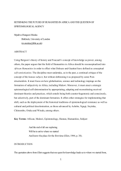 1 RETHINKING THE FUTURE OF HUMANITIES IN AFRICA AND