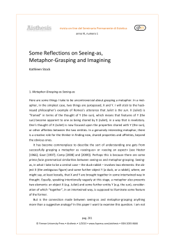 Some Reflections on Seeing-‐as, Metaphor