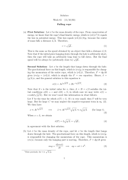 Solution Week 61 (11/10/03) Falling rope